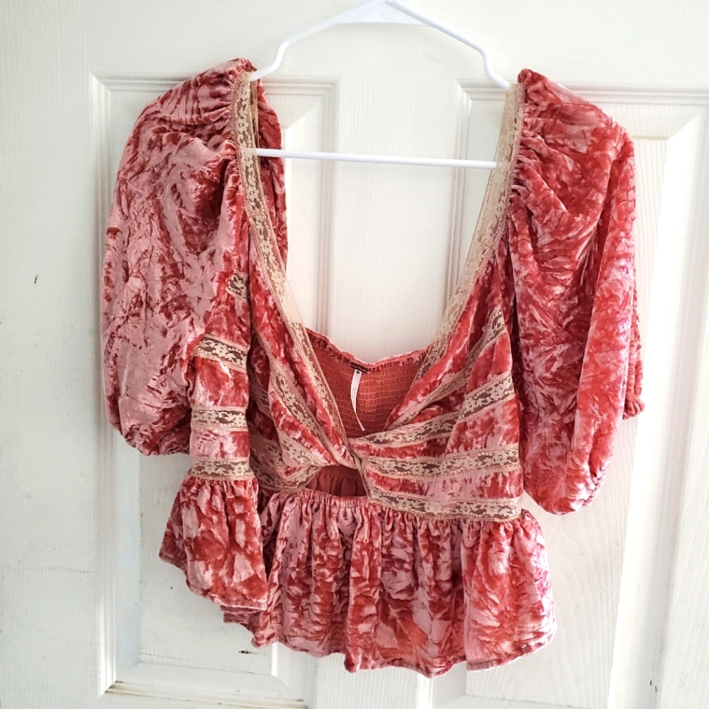 NWT Free people puffy sleeve mauve blouse